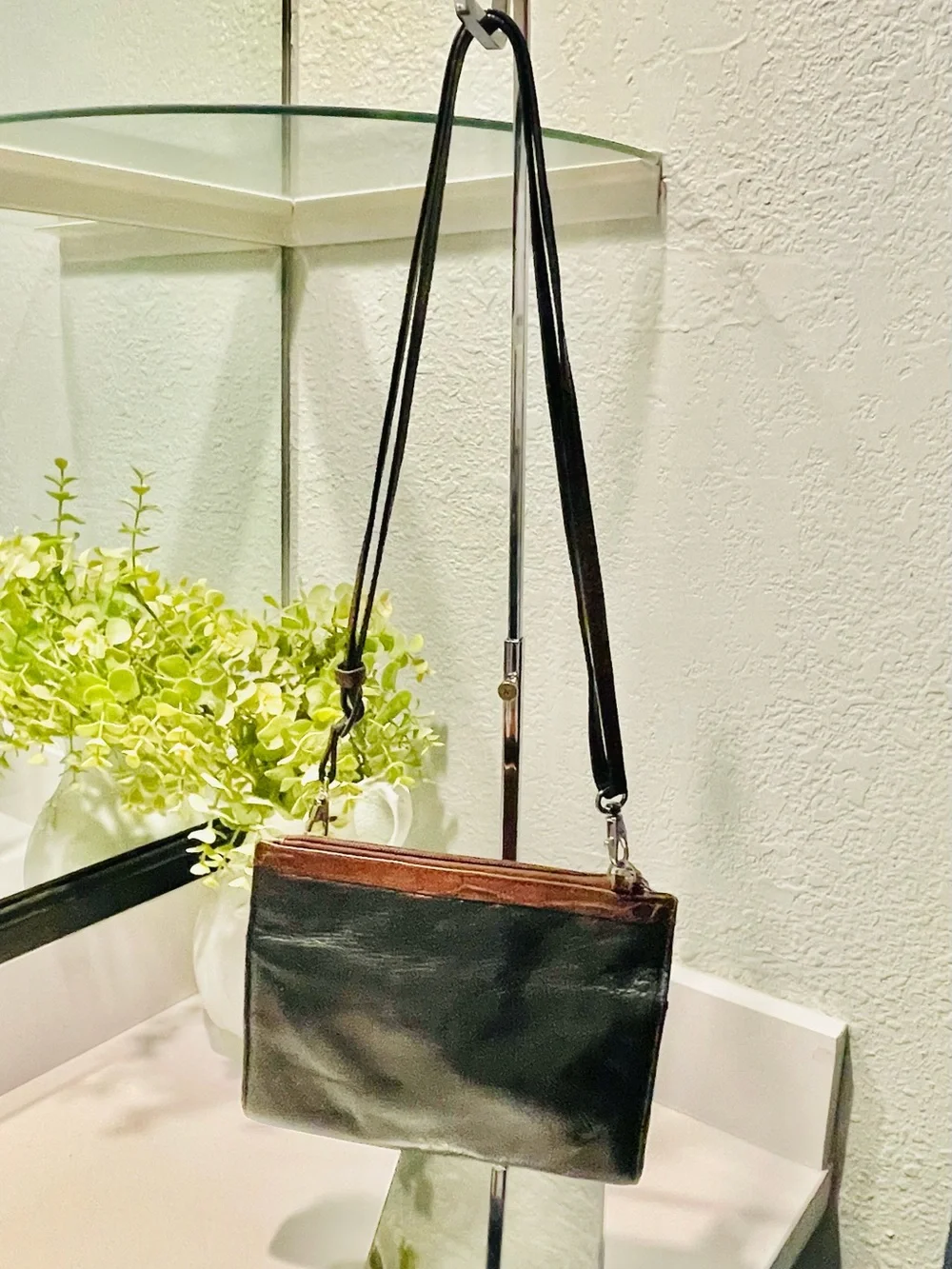 Jack Georges Black and Brown Crossbody Bag - Classic Two-Tone Design